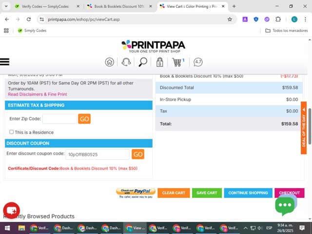 PrintPapa checkout page showing PrintPapa coupon code box | Screenshot taken by SimplyCodes community member on Aug 26, 2025