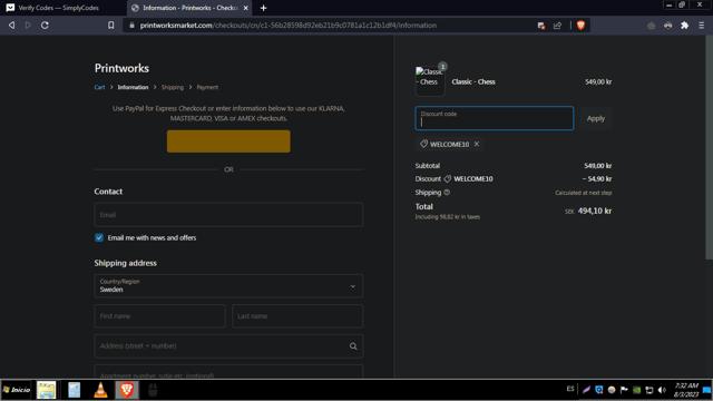 Printworks checkout page showing Printworks promo code box | Screenshot taken by SimplyCodes community member on Aug 3, 2023