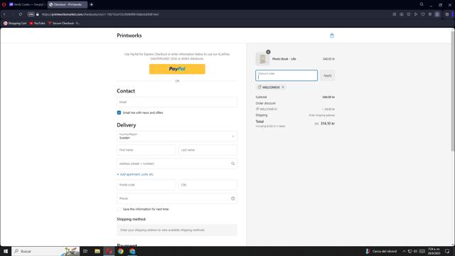 Printworks checkout page showing Printworks promo code box | Screenshot taken by SimplyCodes community member on Sep 26, 2023