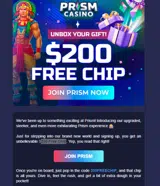 Prism Casino coupon verification screenshot