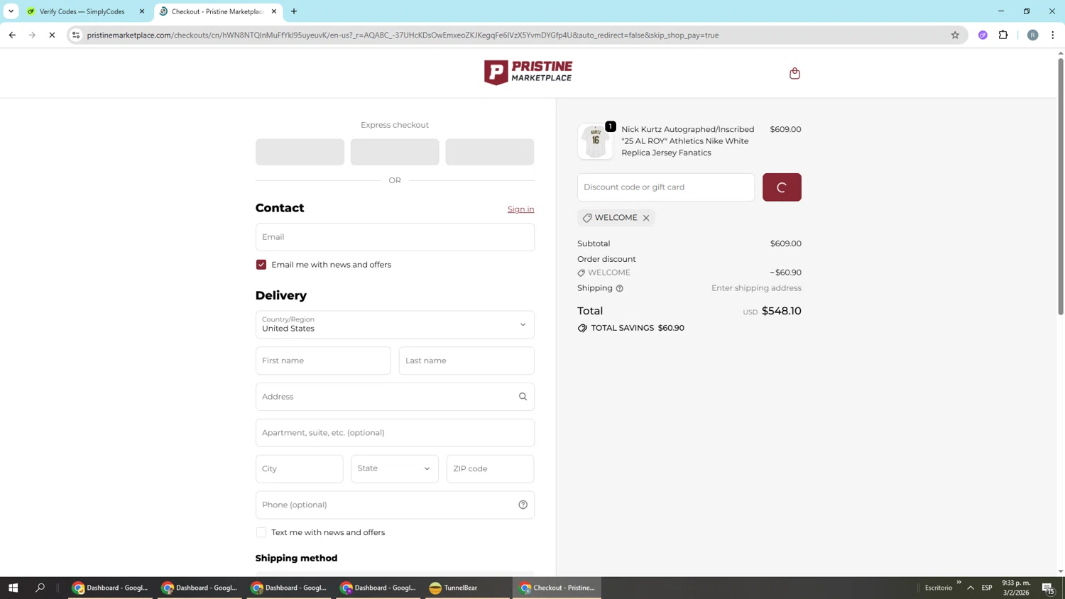 Pristine Auction checkout page showing Pristine Auction promo code box | Screenshot taken by SimplyCodes community member on Feb 4, 2026