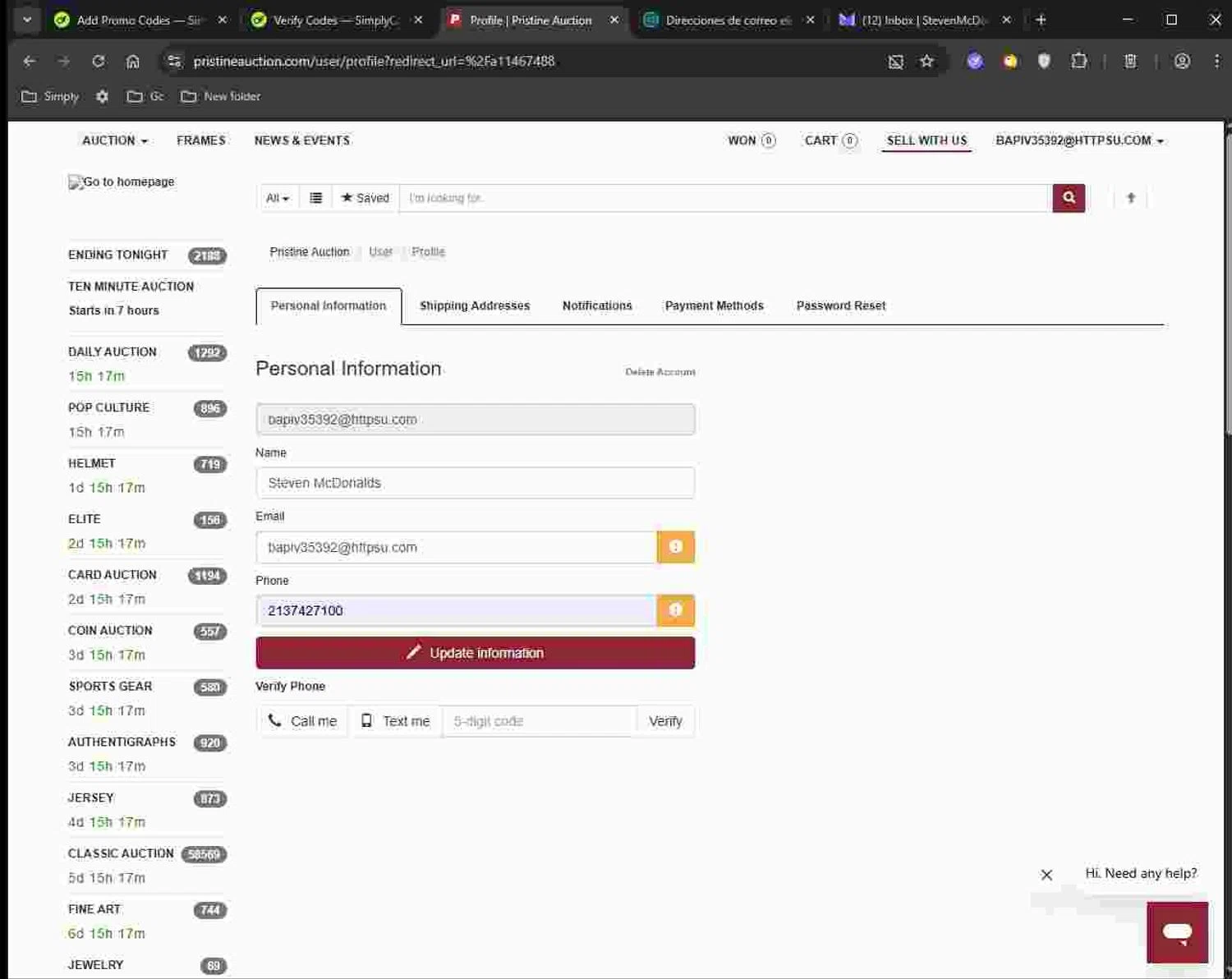 Pristine Auction promo code screenshot showing code PECAN applied at Pristine Auction checkout page. Uploaded by SimplyCodes community member Deadpool on Nov 28, 2025