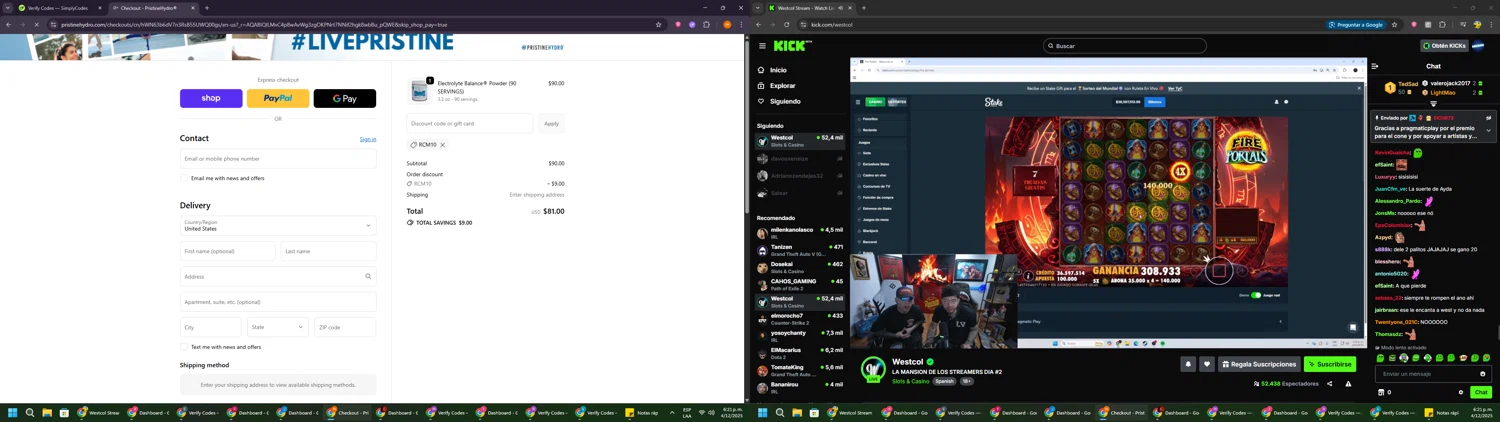 PristineHydro promo code screenshot showing code RCM10 applied at PristineHydro checkout page. Uploaded by SimplyCodes community member Davoxeneixe on Dec 4, 2025