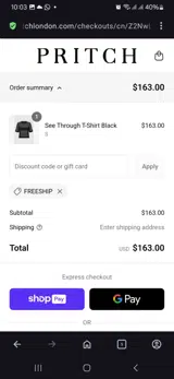 Freeship coupon verification screenshot