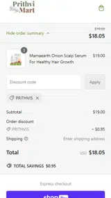PRITHVI5 coupon verification screenshot