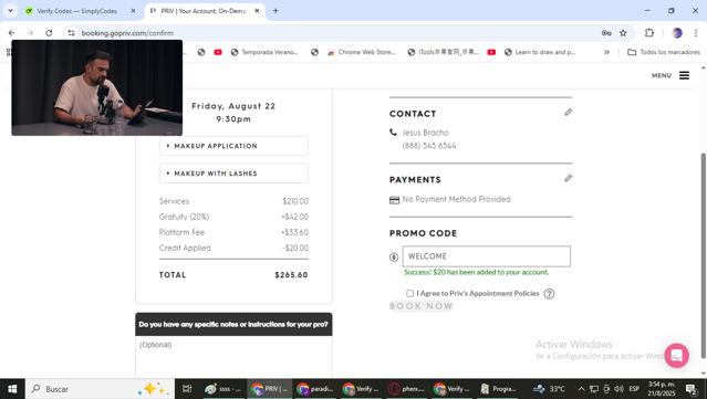 Priv checkout page showing Priv promo code box | Screenshot taken by SimplyCodes community member on Aug 21, 2025