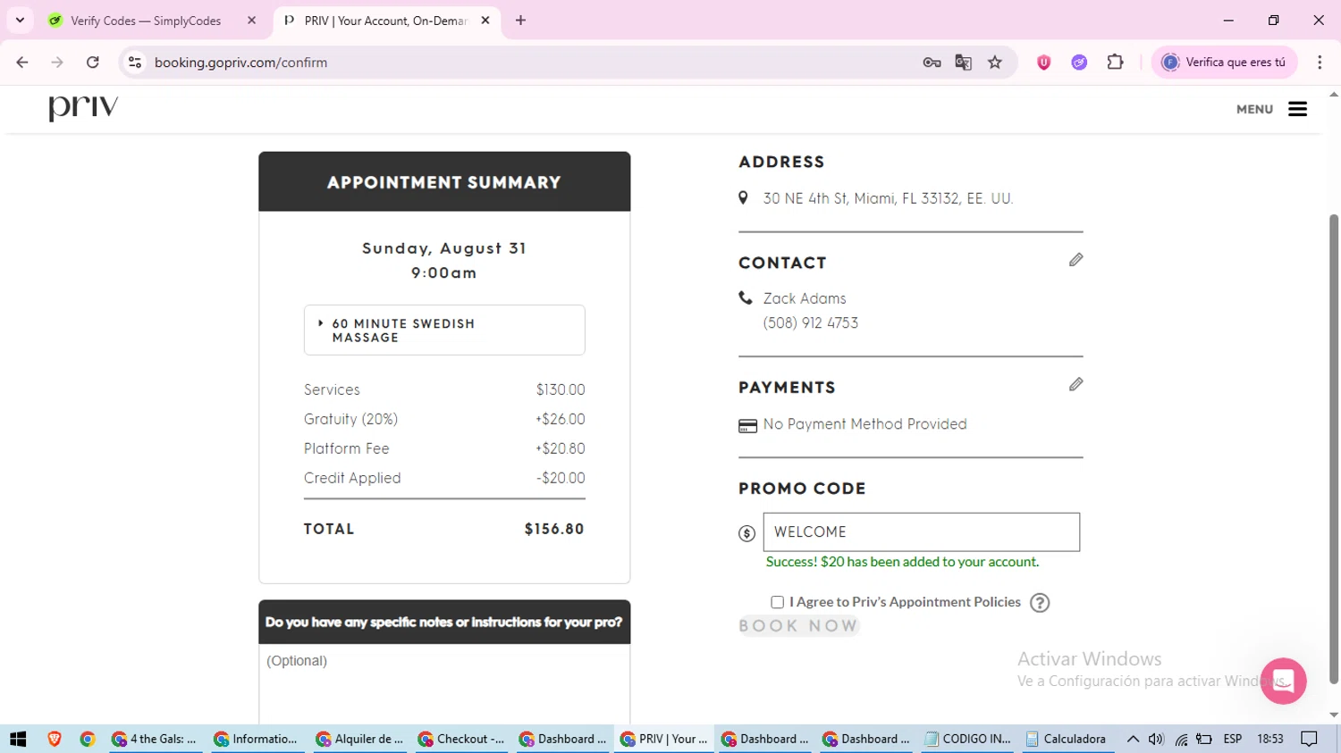 Priv promo code screenshot showing code WELCOME applied at Priv checkout page. Uploaded by SimplyCodes community member loversuper on Aug 29, 2025