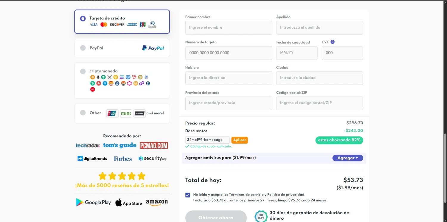 PrivadoVPN promo code screenshot showing code 24mo199-homepage applied at PrivadoVPN checkout page. Uploaded by SimplyCodes community member Depressive on Oct 30, 2025