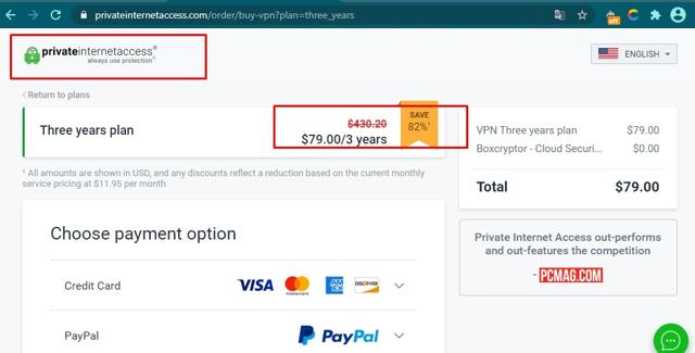 Private Internet Access VPN checkout page showing Private Internet Access VPN promo code box | Screenshot taken by SimplyCodes community member on Dec 9, 2020