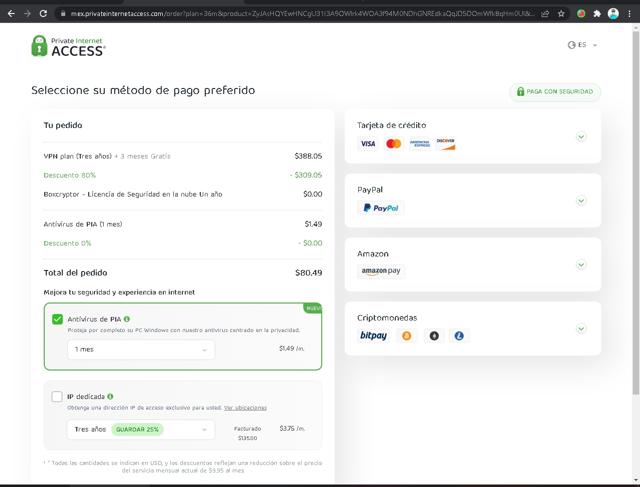 Private Internet Access VPN checkout page showing Private Internet Access VPN promo code box | Screenshot taken by SimplyCodes community member on Mar 14, 2022