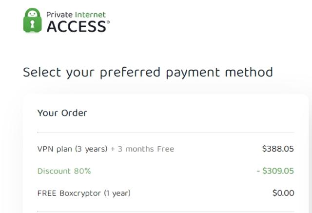 Private Internet Access VPN checkout page showing Private Internet Access VPN promo code box | Screenshot taken by SimplyCodes community member on Mar 3, 2022