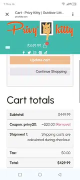 PRIVY20 coupon verification screenshot