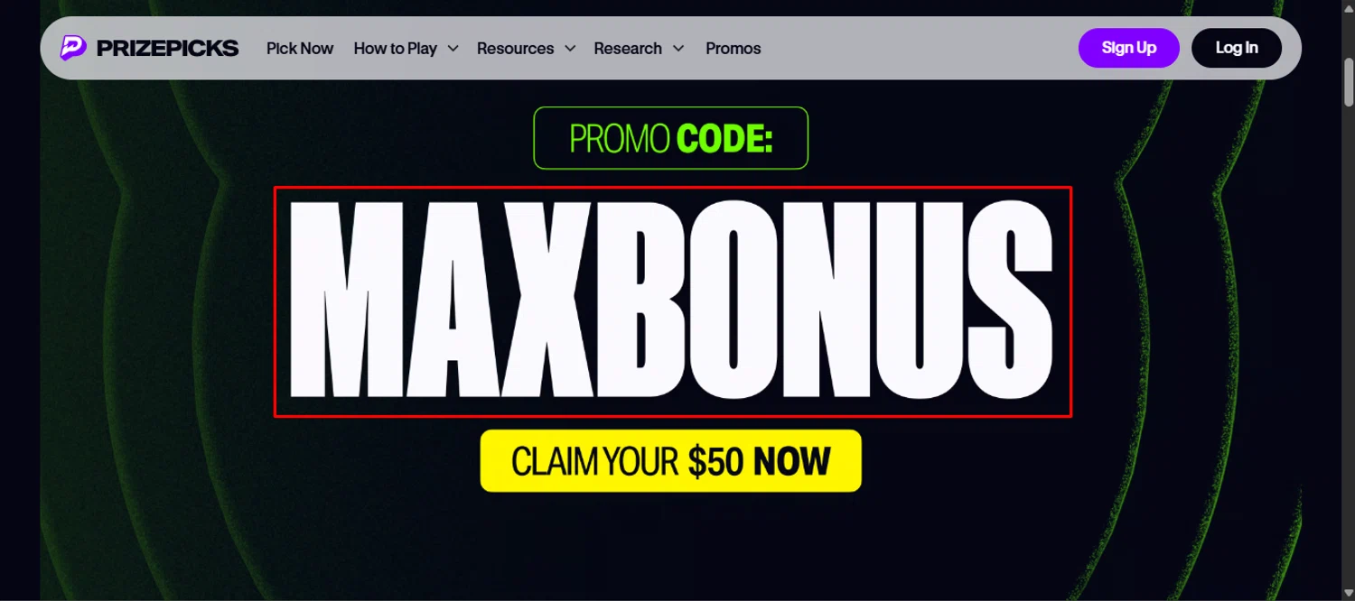PrizePicks promo code screenshot showing code MAXBNUS applied at PrizePicks checkout page. Uploaded by SimplyCodes community member noworries on Jan 21, 2026