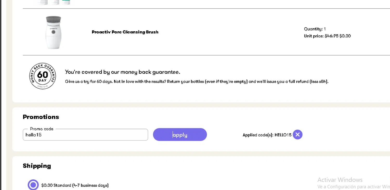 where to use Proactiv promo code box