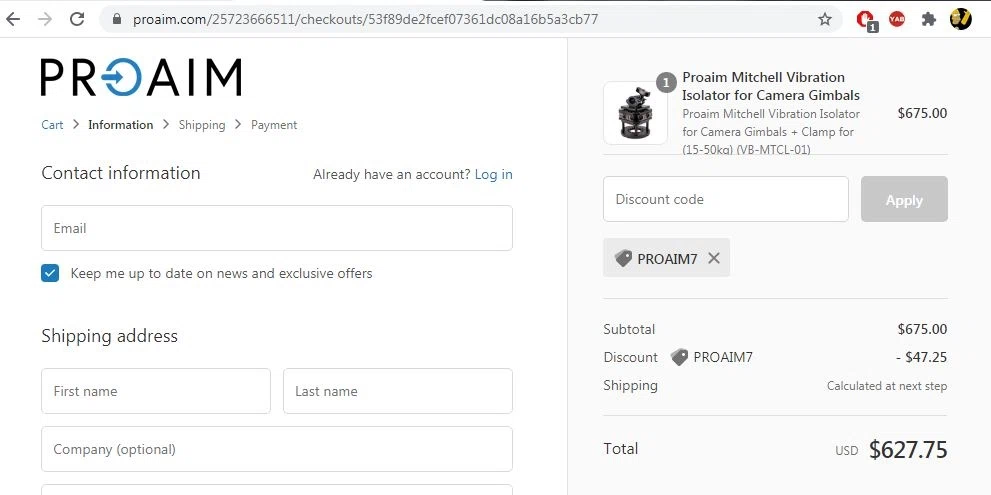 where to use Proaim promo code box