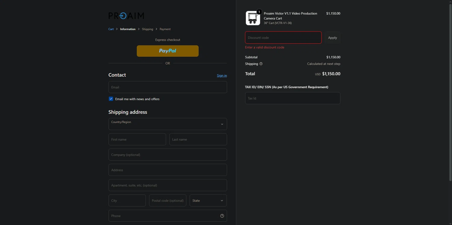 Proaim discount code screenshot showing code 95Z2RXHC applied at Proaim checkout page. Uploaded by SimplyCodes community member CrownExpert4084 on Dec 16, 2025