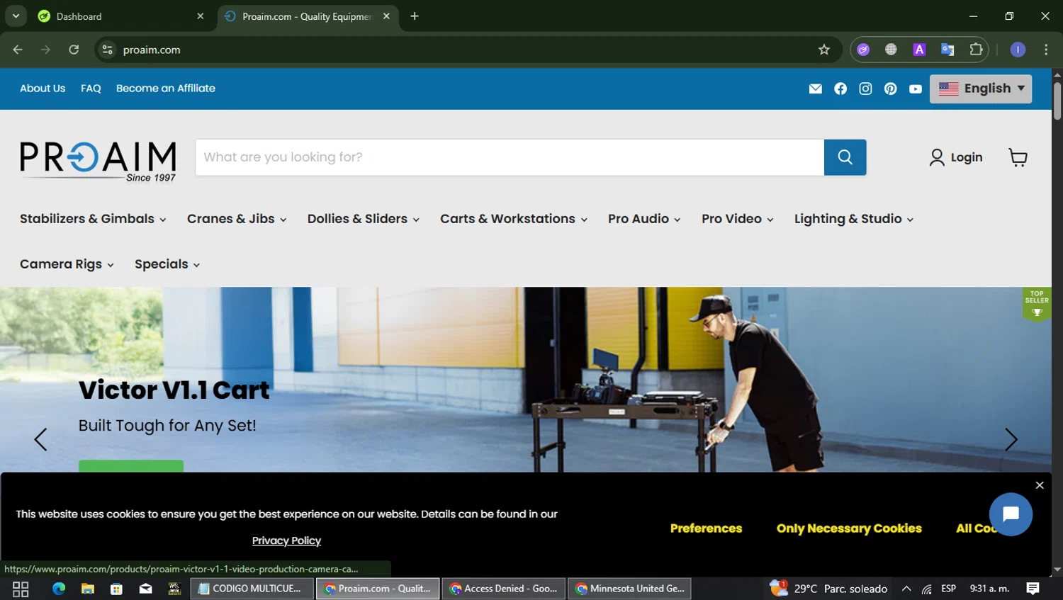 Proaim discount code screenshot showing code SJ3GTPMP applied at Proaim checkout page. Uploaded by SimplyCodes community member SmartMaven8764 on Dec 10, 2025