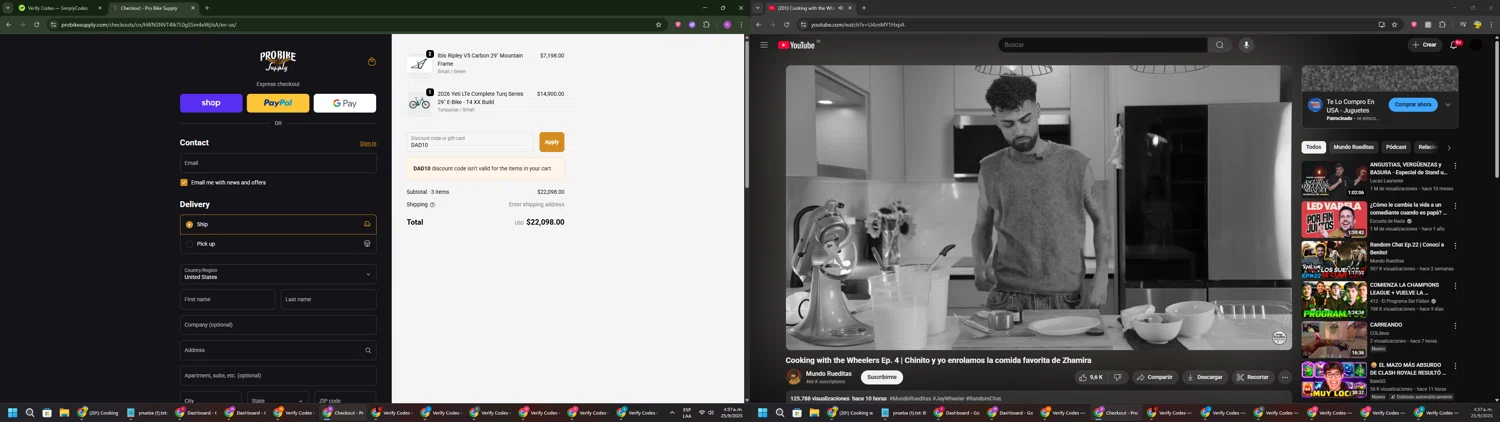 Pro Bike Supply discount code screenshot showing code DAD10 applied at Pro Bike Supply checkout page. Uploaded by SimplyCodes community member RoyalSentinel4577 on Sep 25, 2025