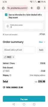 Free5 coupon verification screenshot
