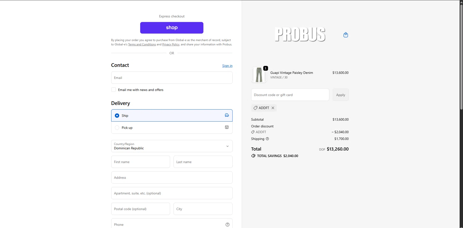 Probus promo code screenshot showing code ADDFT applied at Probus checkout page. Uploaded by SimplyCodes community member RewardMaven959 on Dec 21, 2025