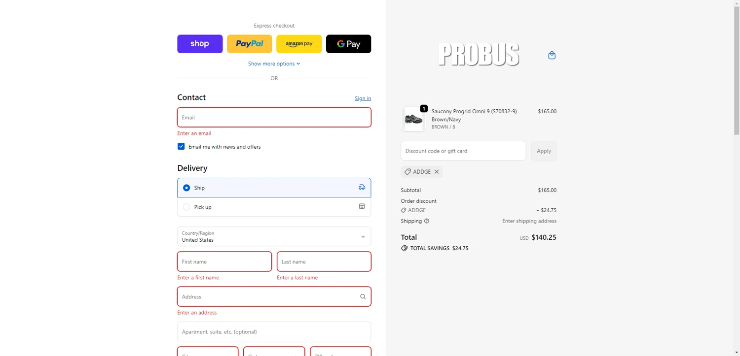 Probus checkout page showing Probus promo code box | Screenshot taken by SimplyCodes community member on Jan 2, 2026