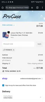 PCFAN15 coupon verification screenshot