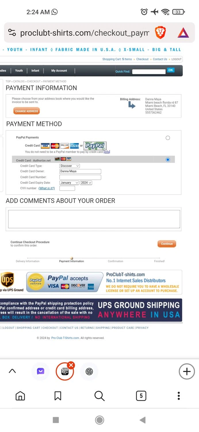 Pro Club T-Shirts checkout page showing Pro Club T-Shirts promo code box | Screenshot taken by SimplyCodes community member on Feb 10, 2024