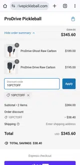 10PCTOFF coupon verification screenshot