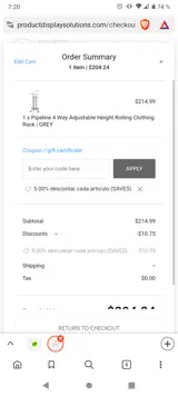 SAVE5 coupon verification screenshot