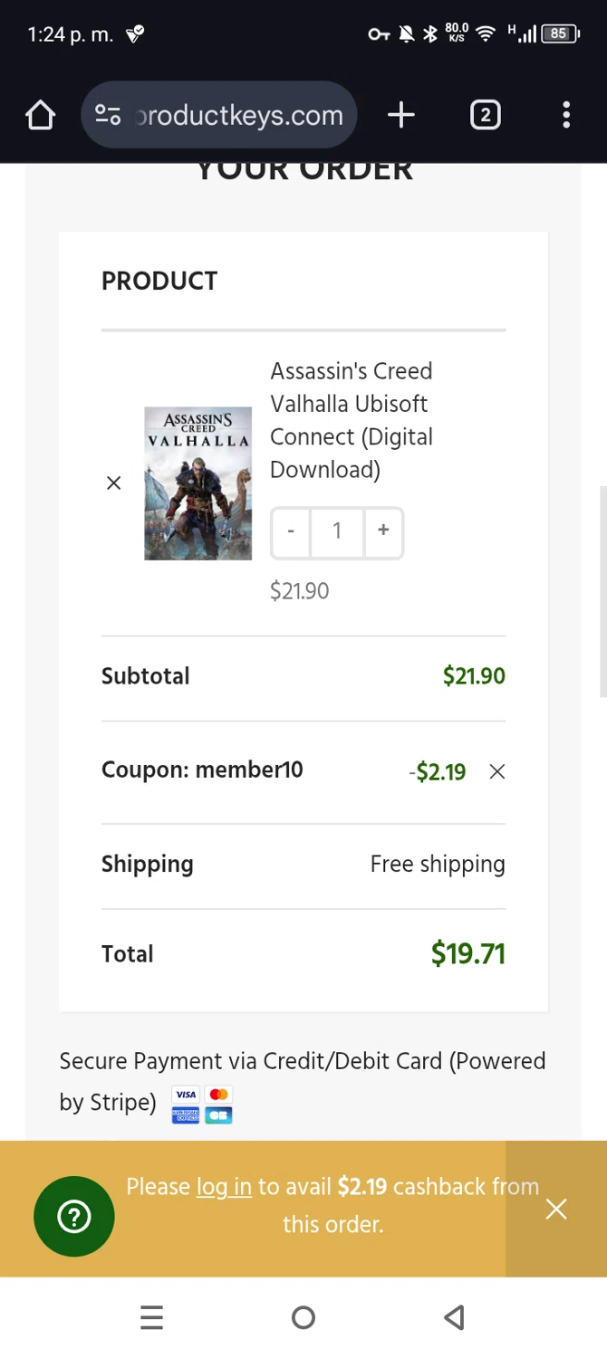 ProductKeys.com coupon code screenshot showing code member10 applied at ProductKeys.com checkout page. Uploaded by SimplyCodes community member leiraM on Jun 14, 2025