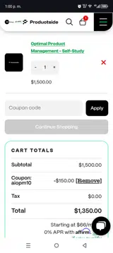 AIOPM10 coupon verification screenshot