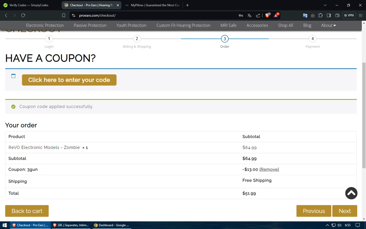 where to use Pro Ears promo code box