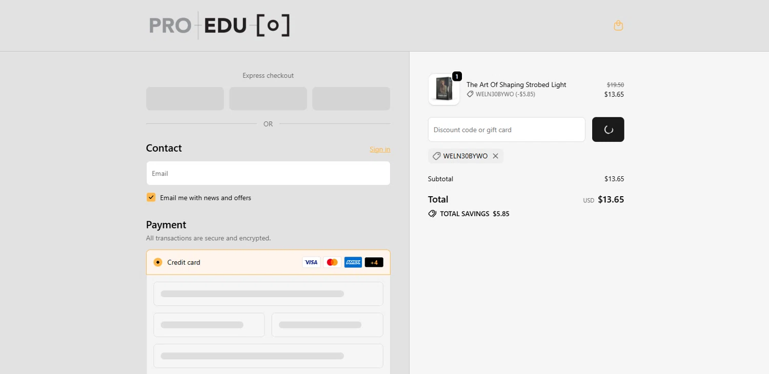 Pro Edu checkout page showing Pro Edu discount code box | Screenshot taken by SimplyCodes community member on Feb 19, 2026