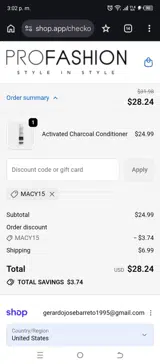 MACY15 coupon verification screenshot