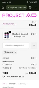 HAWK20 coupon verification screenshot