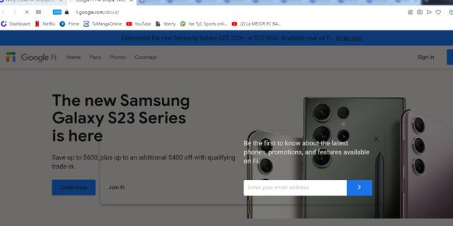 Google Fi checkout page showing Google Fi promo code box | Screenshot taken by SimplyCodes community member on Feb 20, 2023