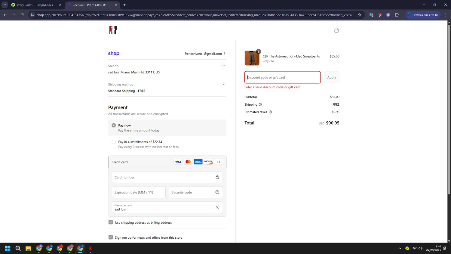 PROJECTISR discount code screenshot showing code LABORDAY25 applied at PROJECTISR checkout page. Uploaded by SimplyCodes community member CashLegend3767 on Sep 4, 2025