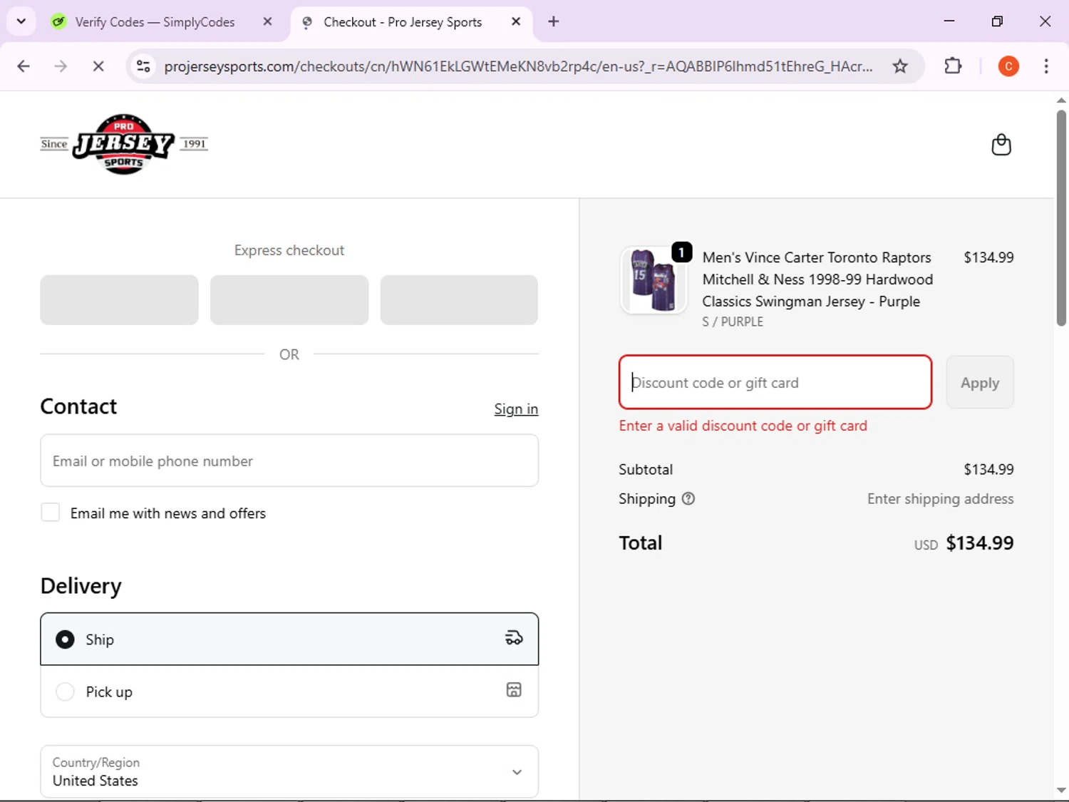 Pro Jersey Sports promo code screenshot showing code BF25 applied at Pro Jersey Sports checkout page. Uploaded by SimplyCodes community member CleverFox763 on Dec 3, 2025