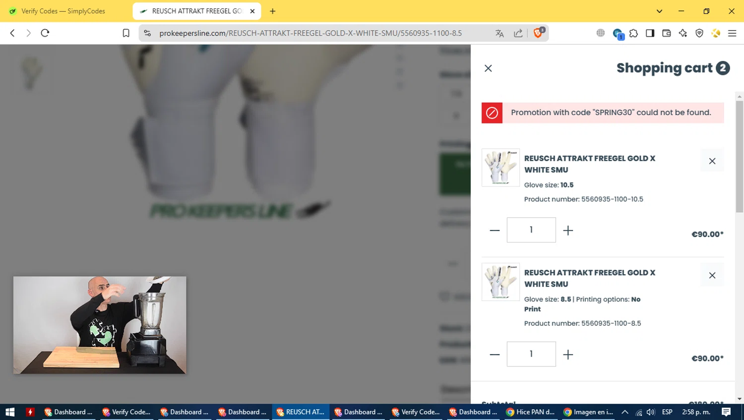 Pro Keepers Line discount code screenshot showing code SPRING30 applied at Pro Keepers Line checkout page. Uploaded by SimplyCodes community member ValiantElite8187 on Feb 23, 2025