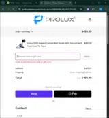 Prolux Cleaners coupon verification screenshot