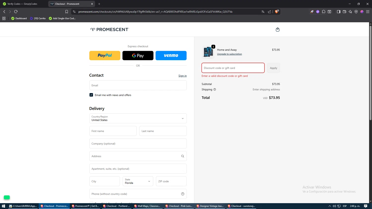 Promescent discount code screenshot showing code DISCOUNT applied at Promescent checkout page. Uploaded by SimplyCodes community member NARUTO_UZUMAKIsx on Dec 11, 2025