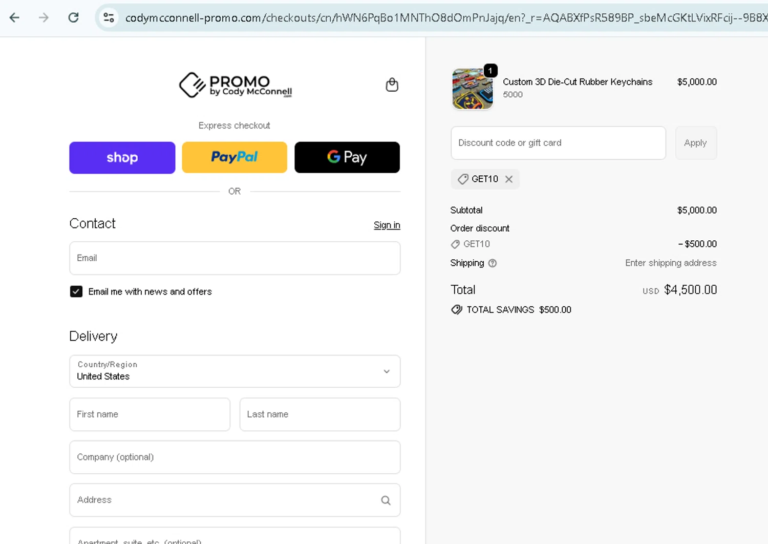 Promo by Cody McConnell promo code screenshot showing code GET10 applied at Promo by Cody McConnell checkout page. Uploaded by SimplyCodes community member TokenMonarch796 on Dec 14, 2025