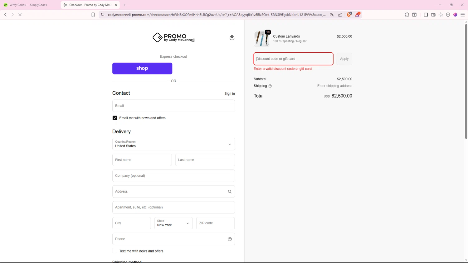 Promo by Cody McConnell promo code screenshot showing code BOXING26 applied at Promo by Cody McConnell checkout page. Uploaded by SimplyCodes community member TheGnomo on Dec 29, 2025