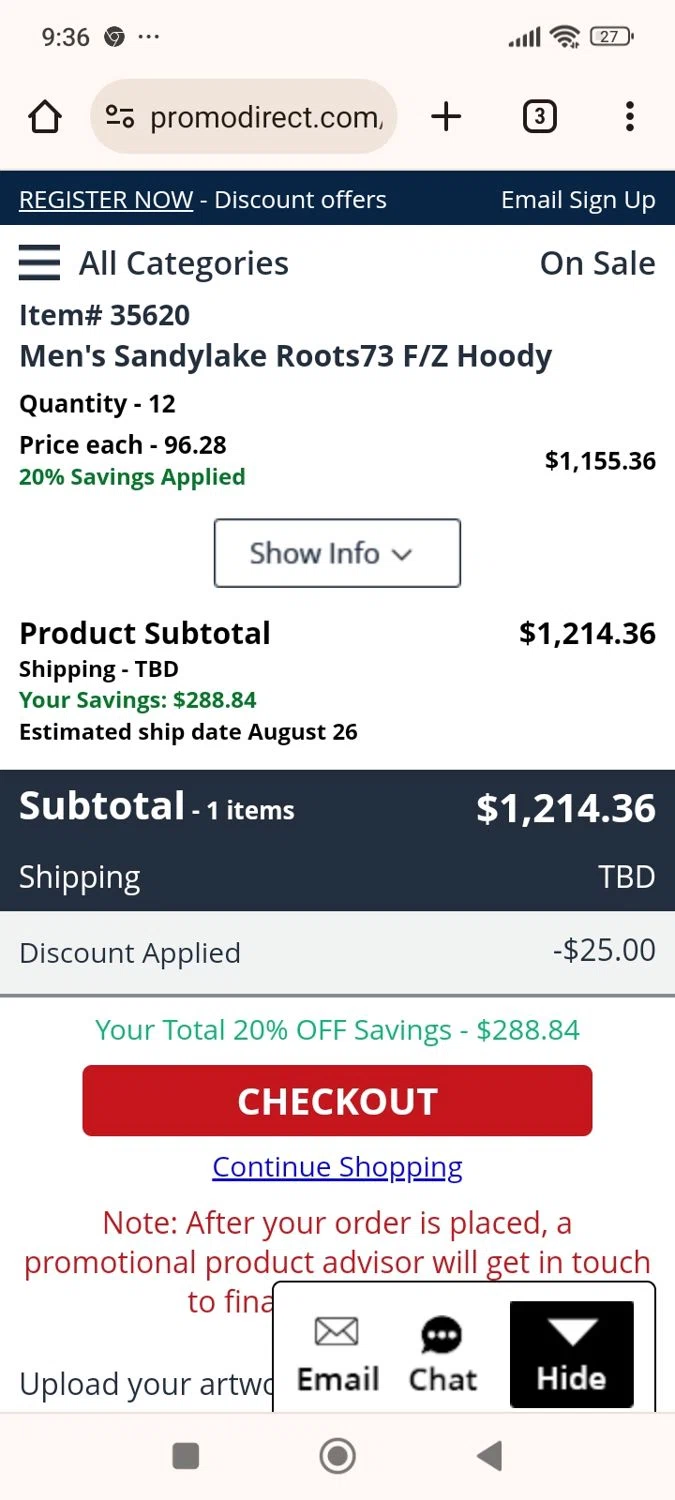 where to use Promo Direct promo code box