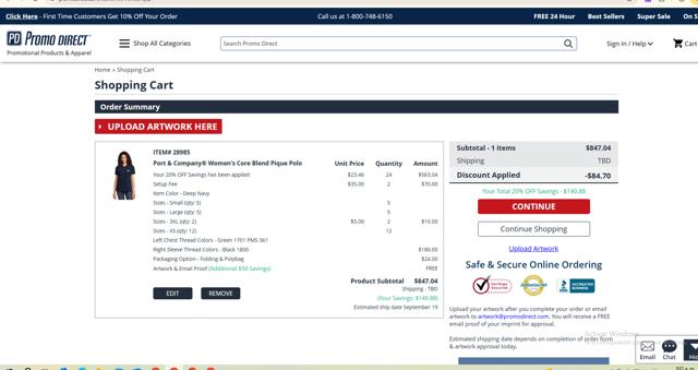 Promo Direct checkout page showing Promo Direct coupon code box | Screenshot taken by SimplyCodes community member on Sep 9, 2025