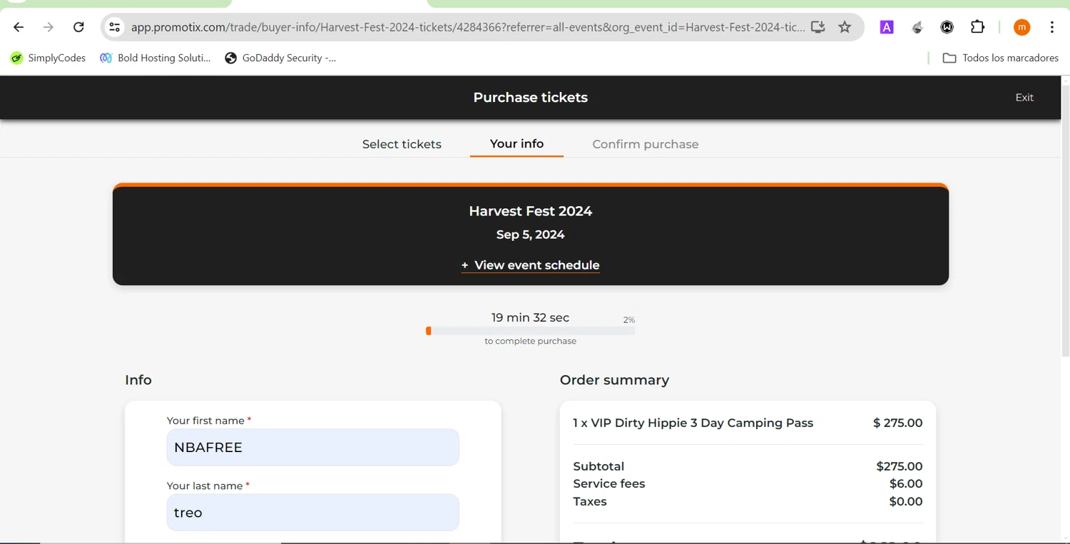 PromoTix checkout page showing PromoTix discount code box | Screenshot taken by SimplyCodes community member on Jul 9, 2024