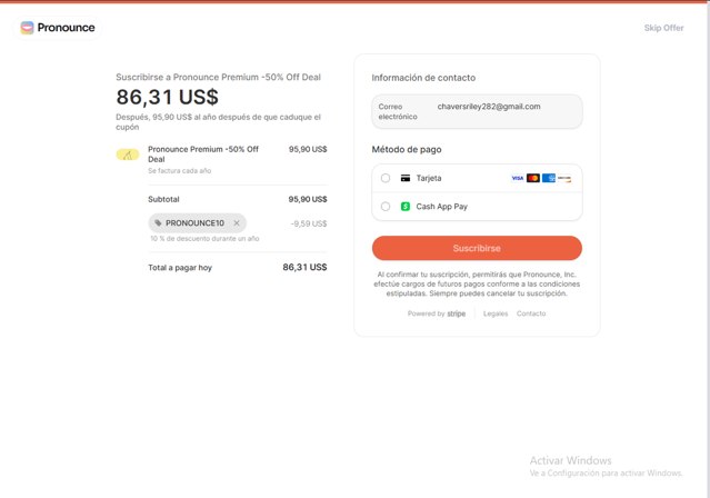 Pronounce checkout page showing Pronounce promo code box | Screenshot taken by SimplyCodes community member on Mar 20, 2025