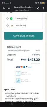 Proofread Anywhere coupon verification screenshot