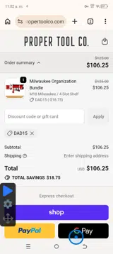 Proper Tool Co coupon verification screenshot