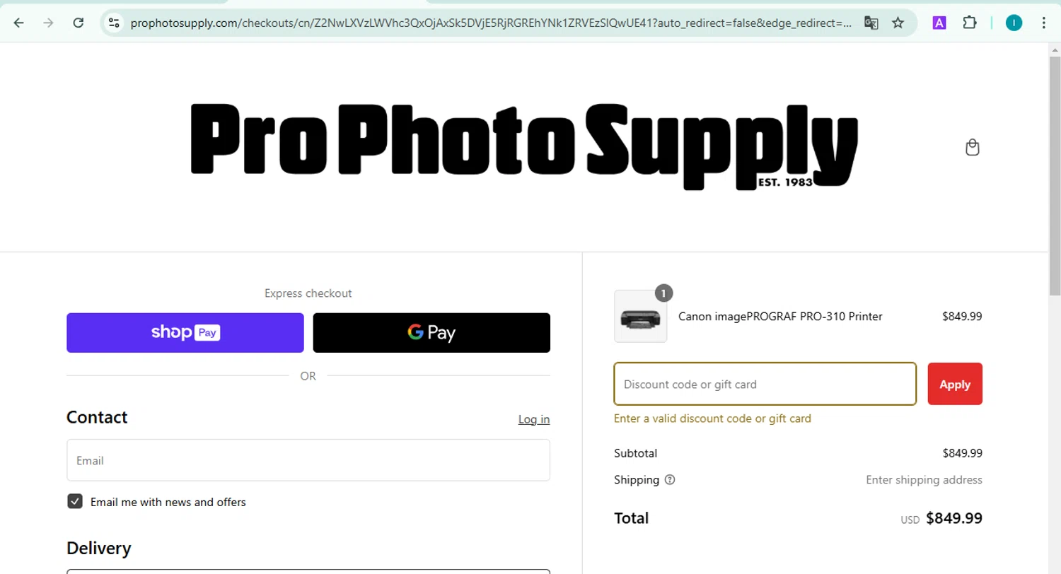 Pro Photo Supply promo code screenshot showing code SCANSLIDES21 applied at Pro Photo Supply checkout page. Uploaded by SimplyCodes community member NobleDefender3673 on Mar 3, 2025